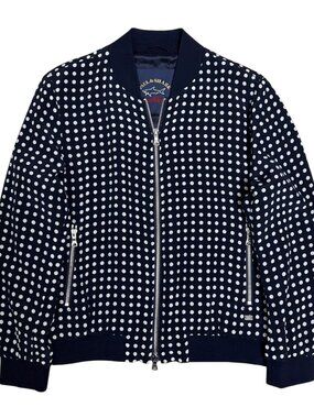 $1,400 PAUL & SHARK 100% SILK Bomber Jacket LUXURY Polka Dot Coat Women Medium